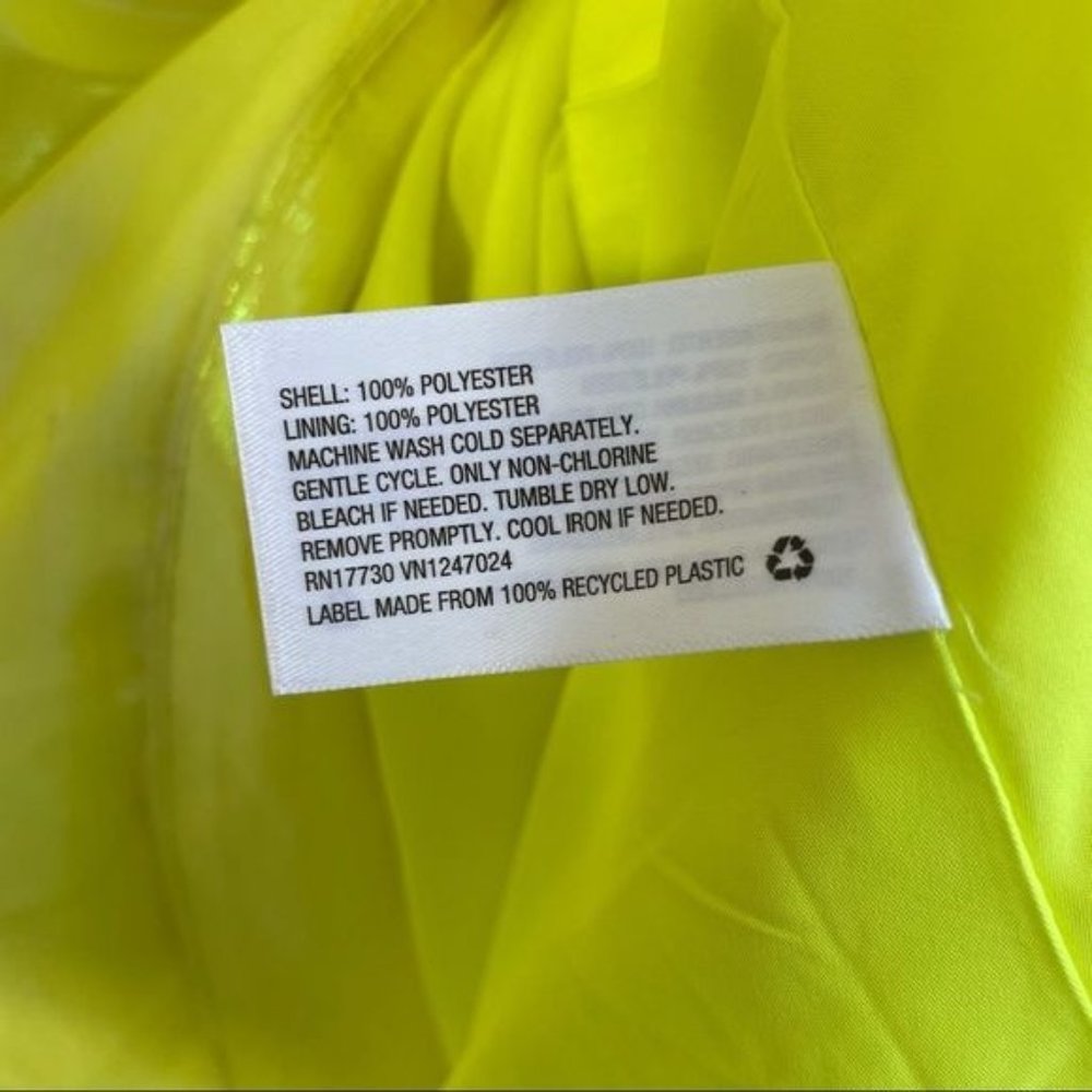 Christopher Rogers Woman Yellow Midi Dress XS Volume Iridescent Puff Sleeve New - Picture 13 of 15